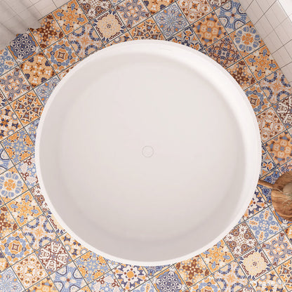 Lasaideal 49" Eco-Friendly Round Resin Stone Bathtub（Pickup in Store）