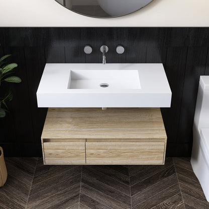 Lasaideal 39'' Wall Mount Stone Resin Bathroom Sink