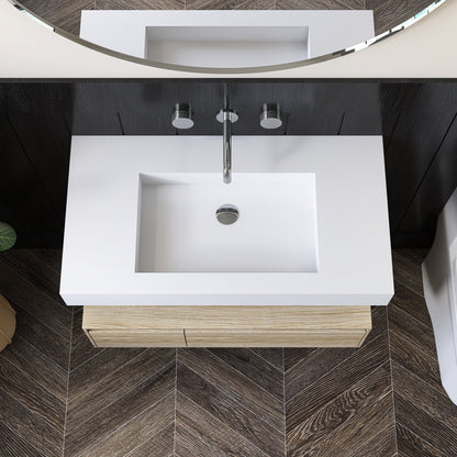Lasaideal 39'' Wall Mount Stone Resin Bathroom Sink