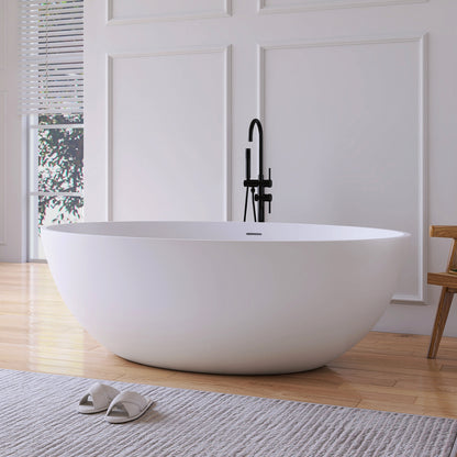 Lasaideal 67'' Solid Surface Freestanding Soaking Bathtub