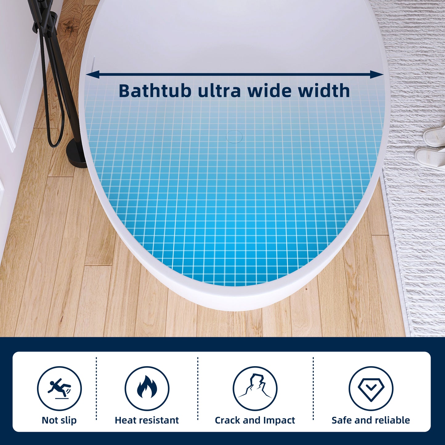Lasaideal 67'' Solid Surface Freestanding Soaking Bathtub